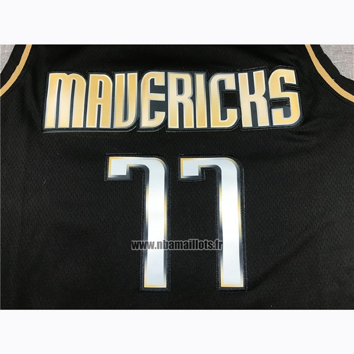 Maillot Golden Edition Dallas Mavericks No 77 Luka Doncic 2020-21 Noir